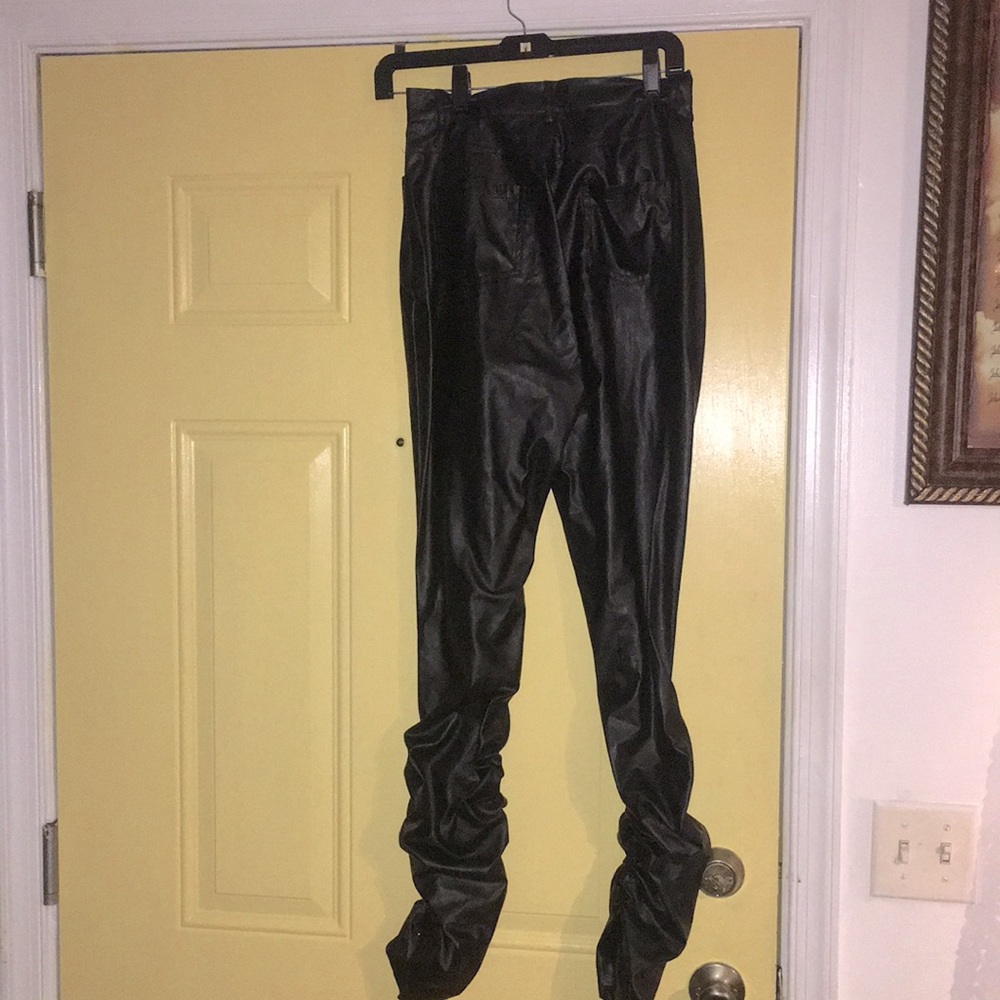 Shop ten one Black slouch wide keg over your shoe patten leather $15 size small